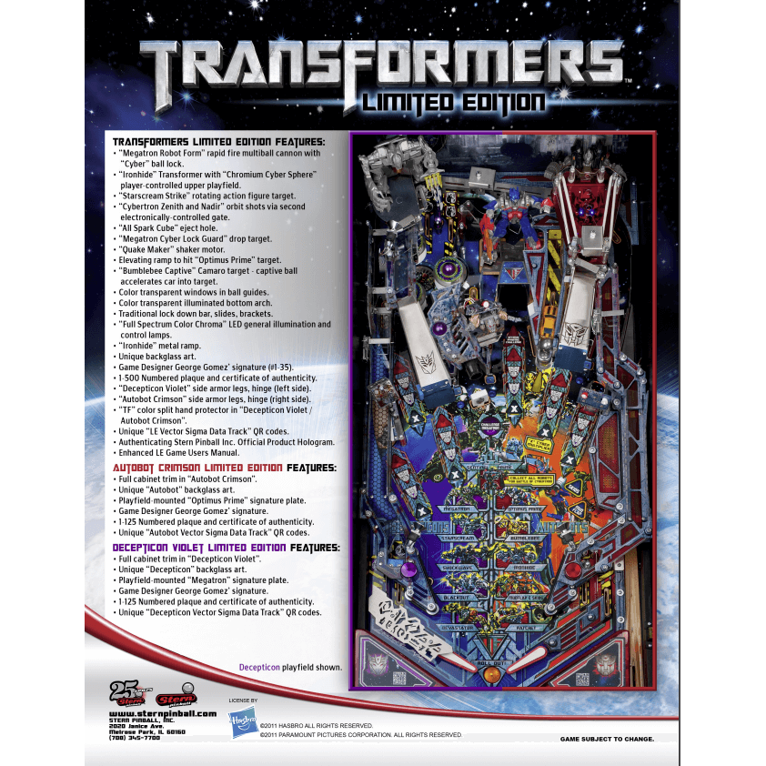 Transformers Limited Edition Pinball Machine by Stern - Image 4